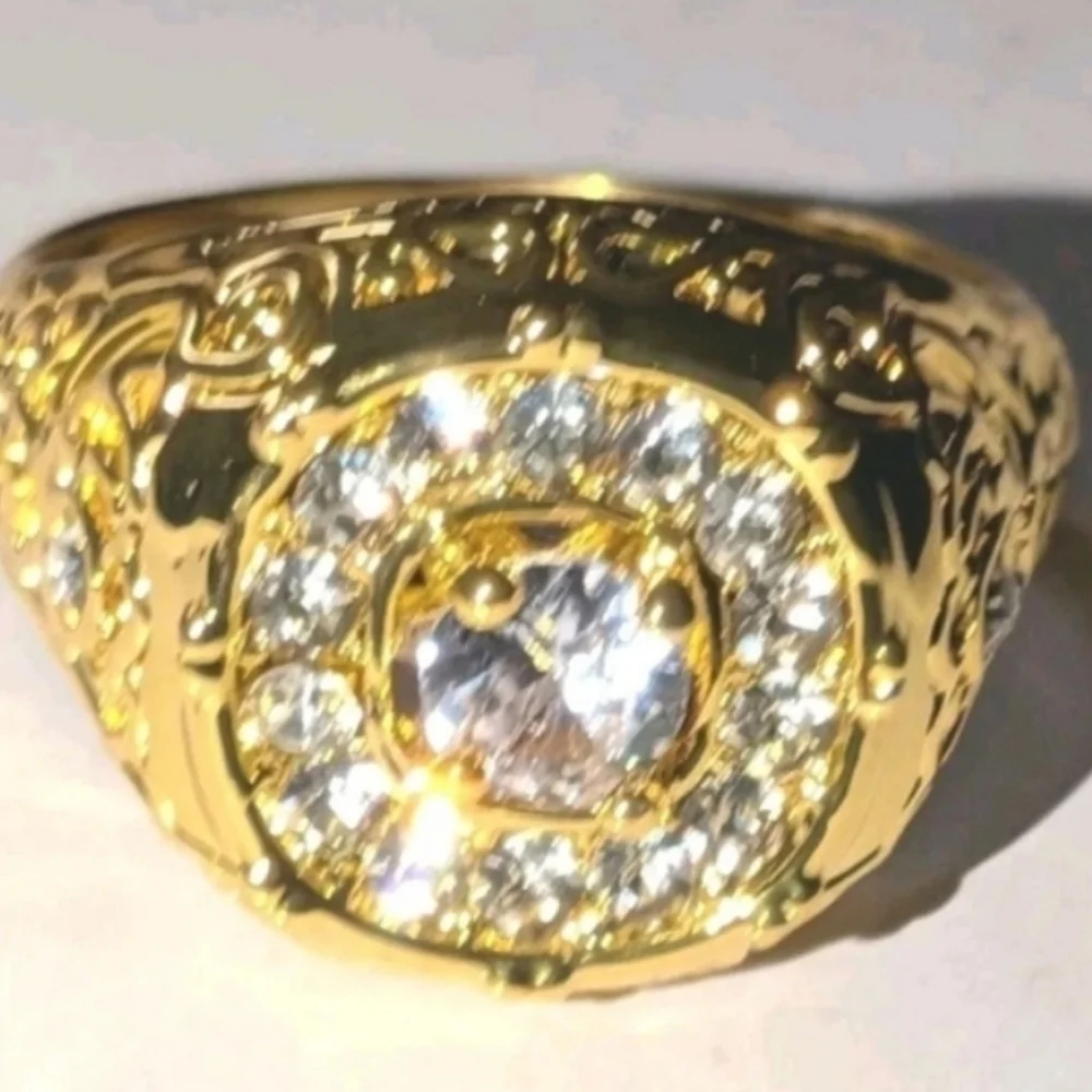 Mens 3ct Oval Cut Moissanite Band Ring 14k Yellow Gold Plated Sz 10